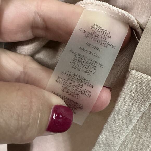 Sioni Zip Front Mixed Media Jacket L Faux Leather Winter White Knit Designer NEW - Picture 5 of 9